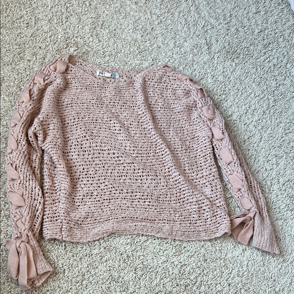 Pink Knit Sweater with Bow Details